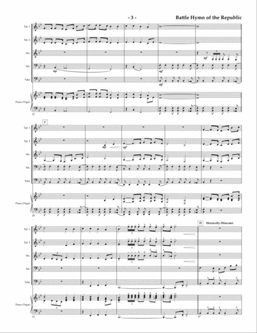Battle Hymn of the Republic for Brass Quintet Brass Quintet scores gallery preview page 3