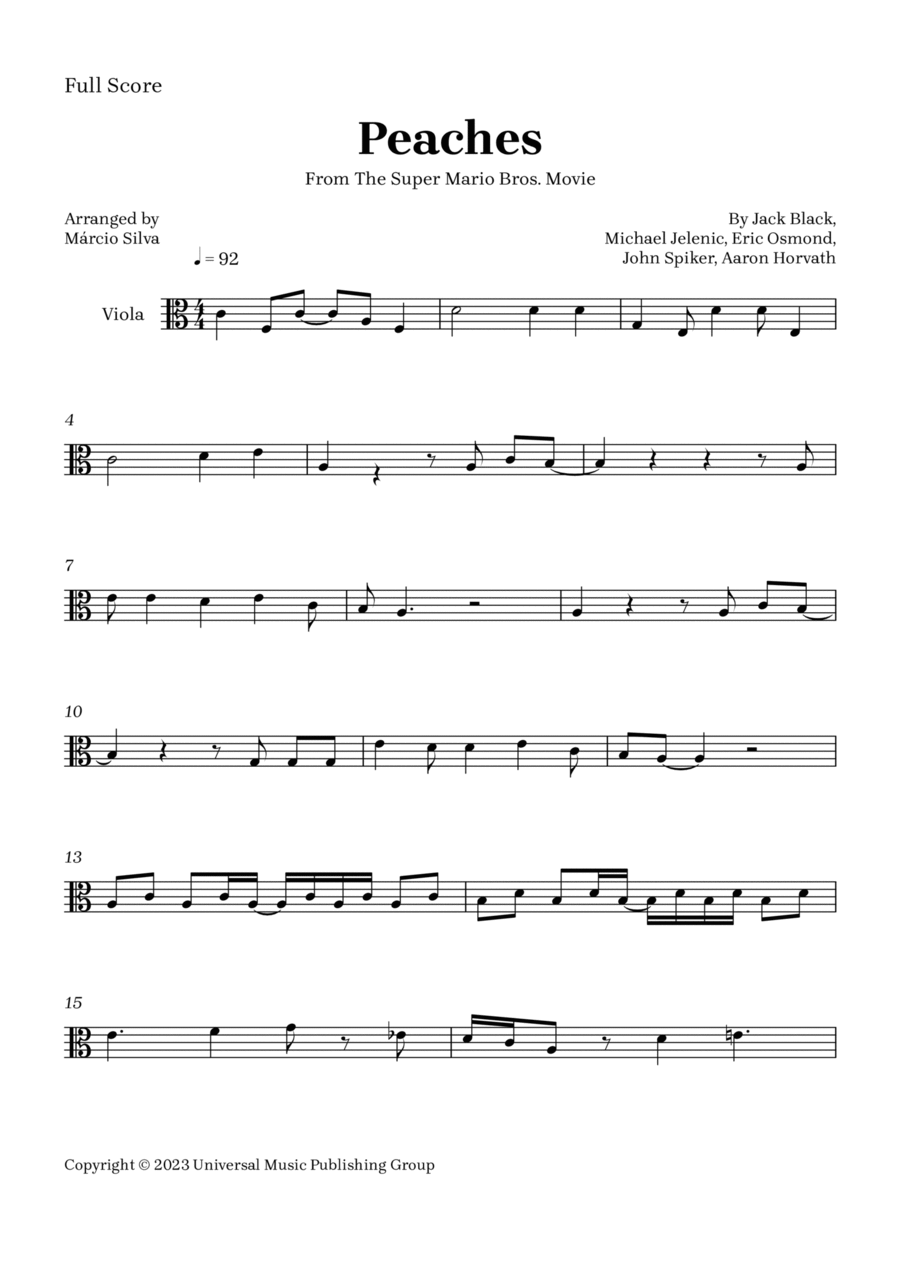 Peaches Viola Solo scores gallery preview page 1