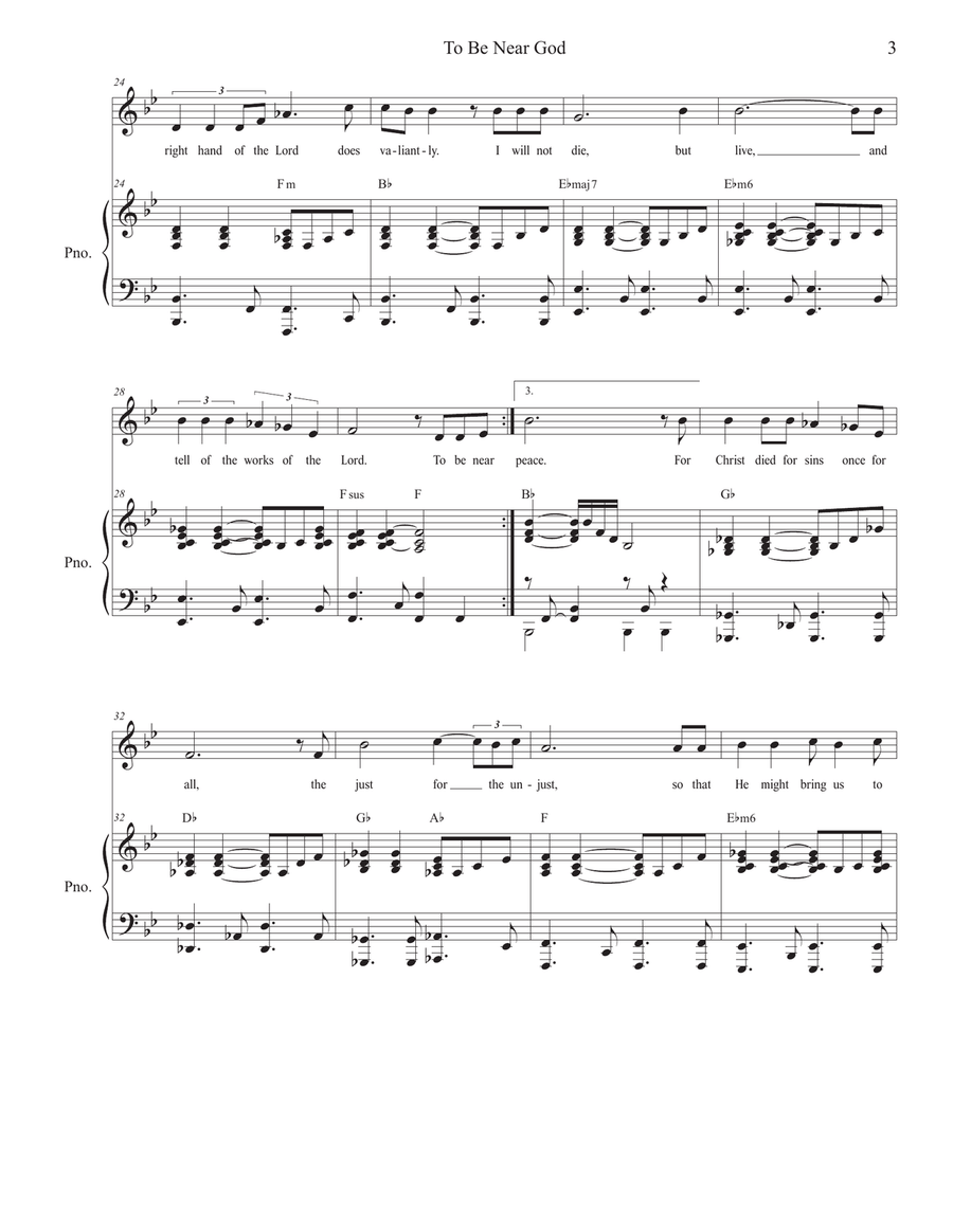 To Be Near God (Vocal solo) Piano, Vocal scores gallery preview page 3