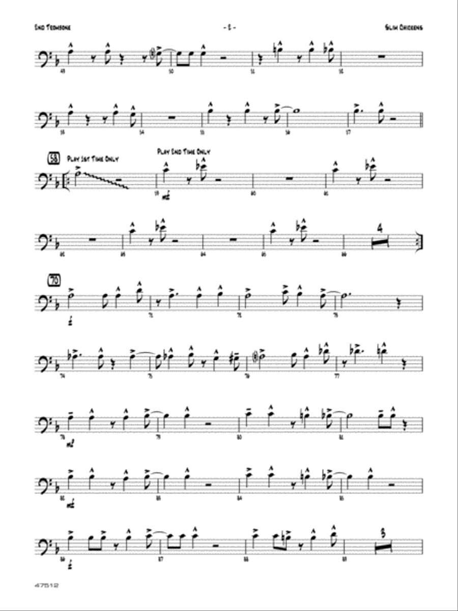 Slim Chickens: 2nd Trombone Jazz Ensemble scores gallery preview page 2