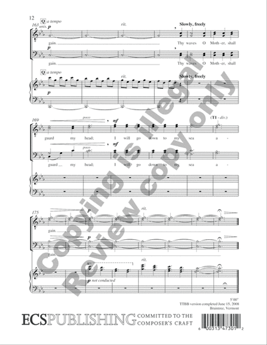 Three Days by the Sea: Down to the Sea TTBB scores gallery preview page 14