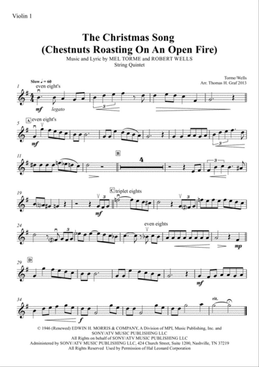 The Christmas Song (Chestnuts Roasting On An Open Fire) String Quartet scores gallery preview page 4