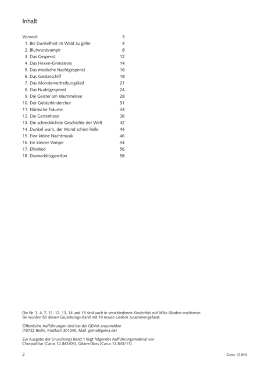 Gruselsongs, Band 1 Gruselsongs, Band 1 Score scores gallery preview page 3