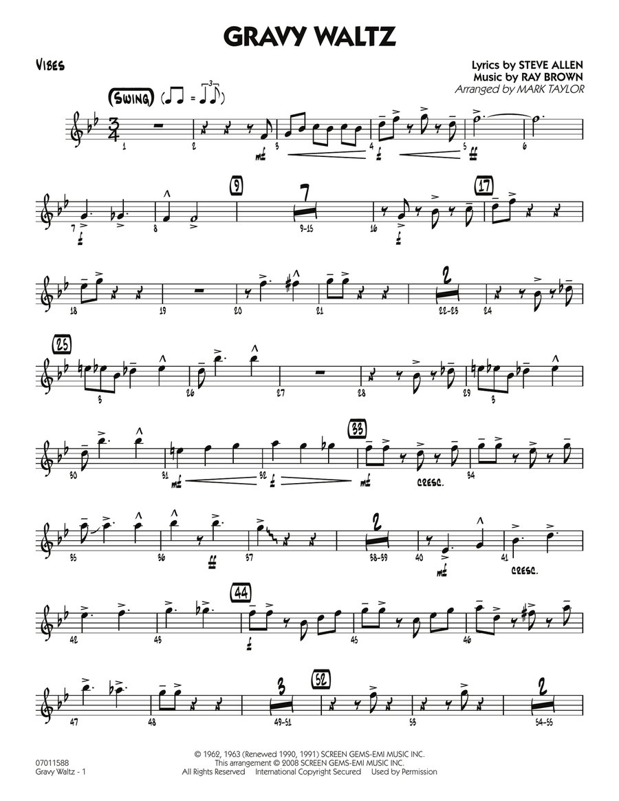 Gravy Waltz - Vibes Jazz Ensemble scores gallery preview page 1