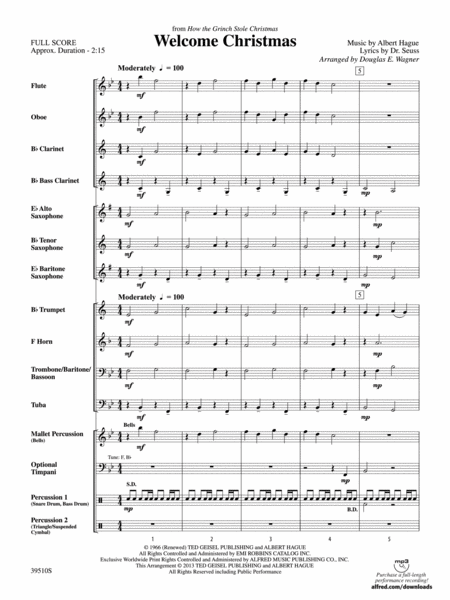 Welcome Christmas (from How the Grinch Stole Christmas): Score