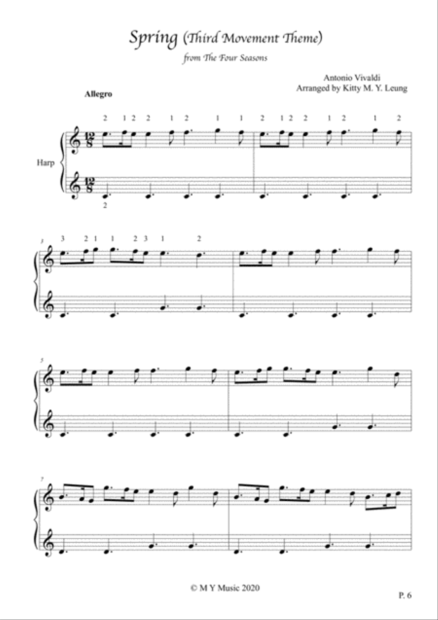 Classical Themes for The Four Seasons - 15 String Harp Harp scores gallery preview page 6
