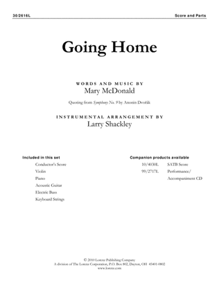 Book cover for Going Home - Violin and Rhythm Score and Parts