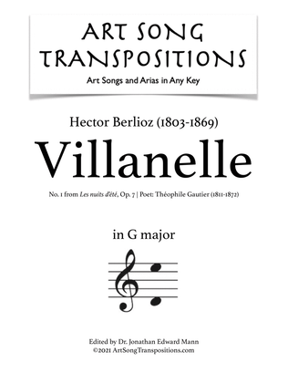 Book cover for BERLIOZ: Villanelle, Op. 7 no. 1 (transposed to G major)