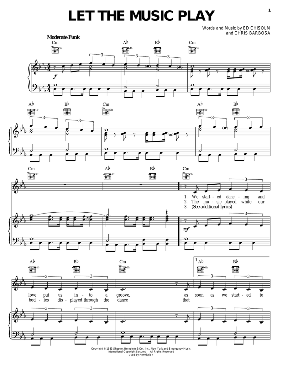 Let The Music Play Let The Music Play Piano, Vocal, Guitar scores gallery preview page 1