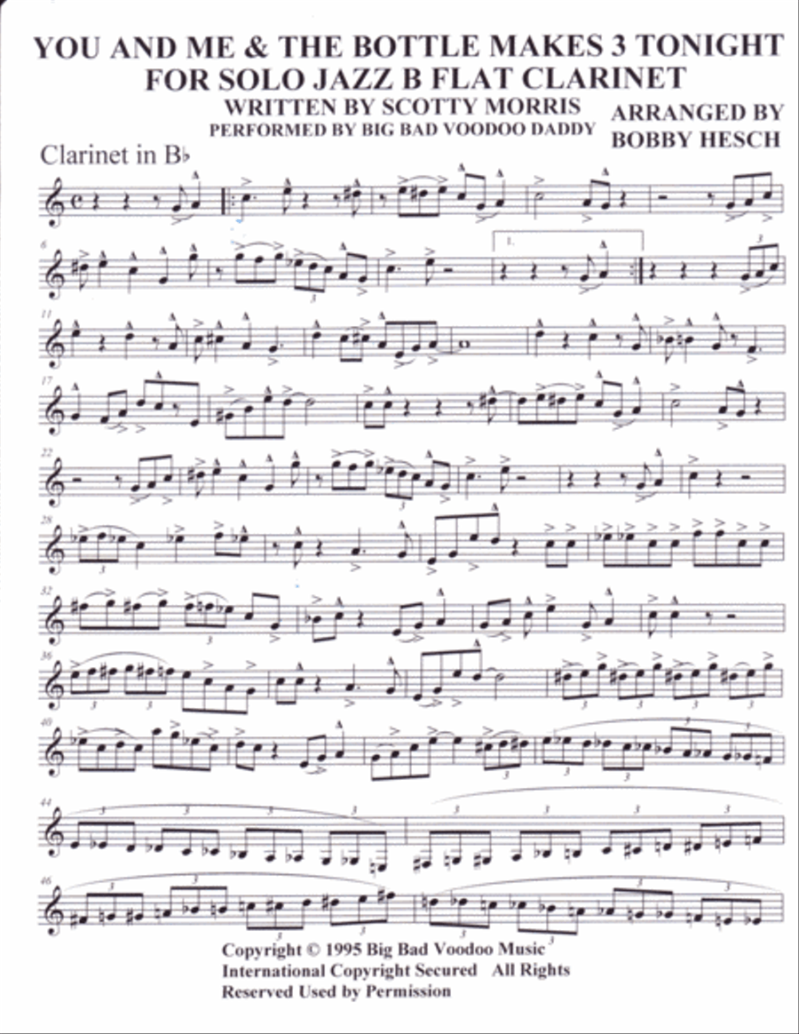 You & Me & The Bottle Makes 3 Tonight (baby) Clarinet Solo scores gallery preview page 2