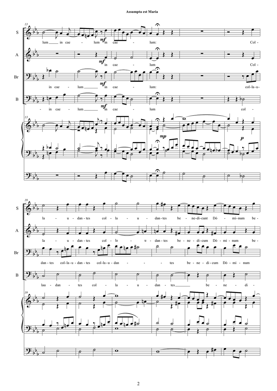 Assumpta est Maria - Motet for Choir SABrB and organ Choir scores gallery preview page 2