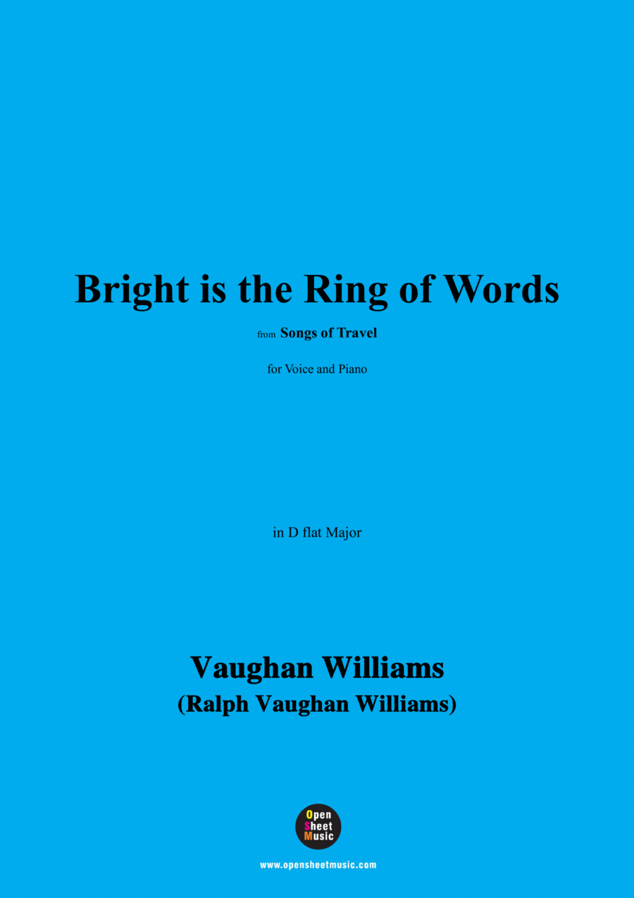 Vaughan Williams-Bright is the Ring of Words,in D flat Major Voice scores gallery preview page 1