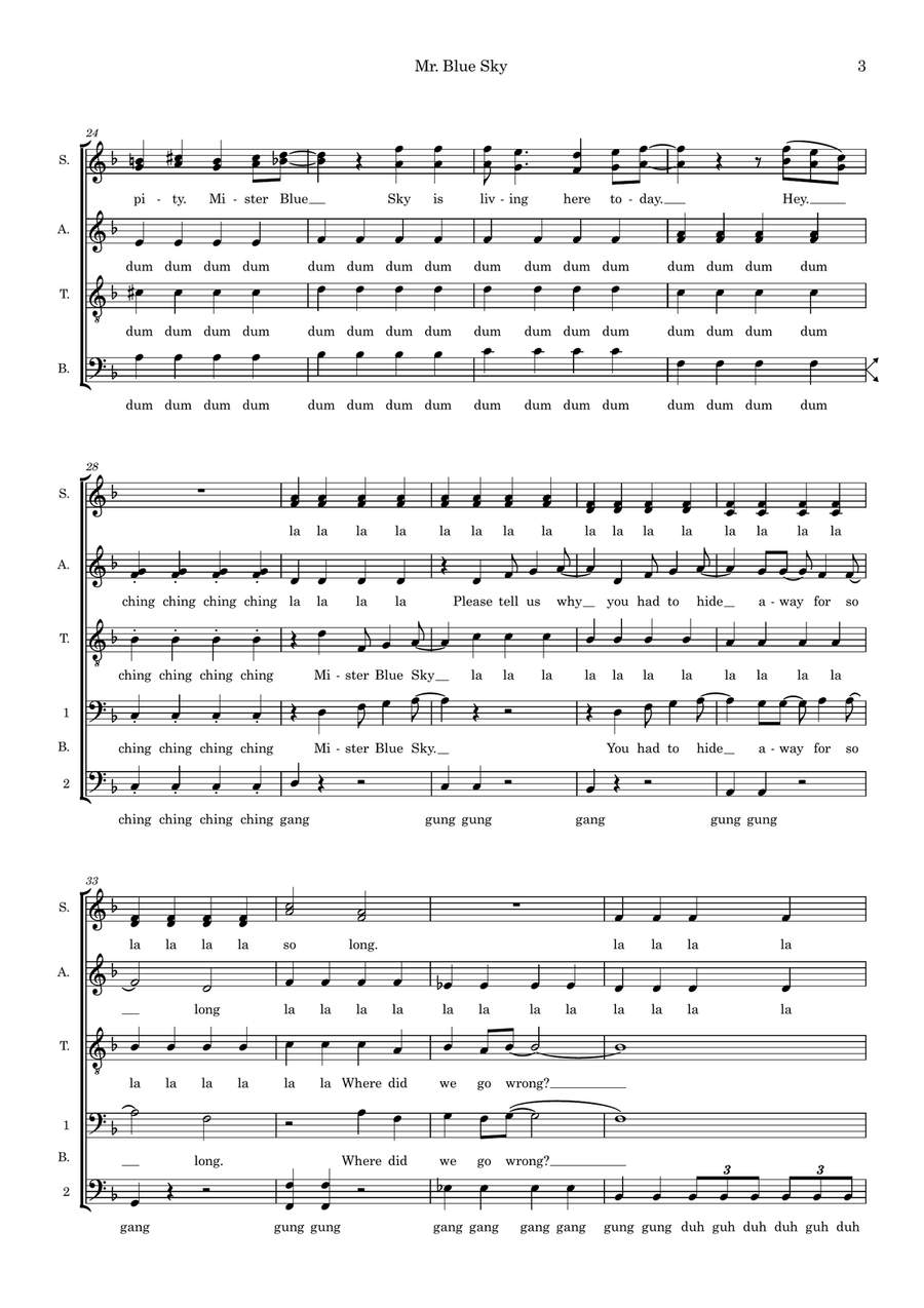 Mr. Blue Sky (arr. Ben See) 4-Part scores gallery preview page 3