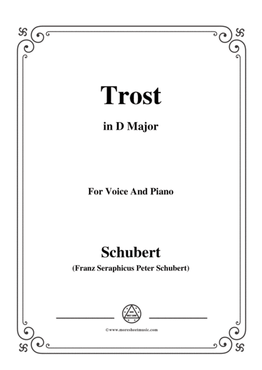 Schubert-Trost,in D Major,for Voice&Piano image number null