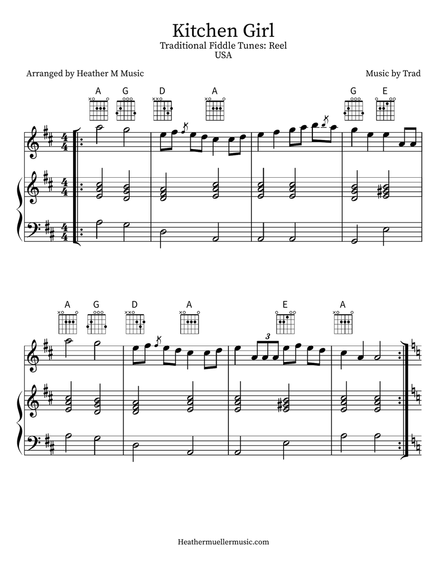 Kitchen Girl Violin Solo scores gallery preview page 1