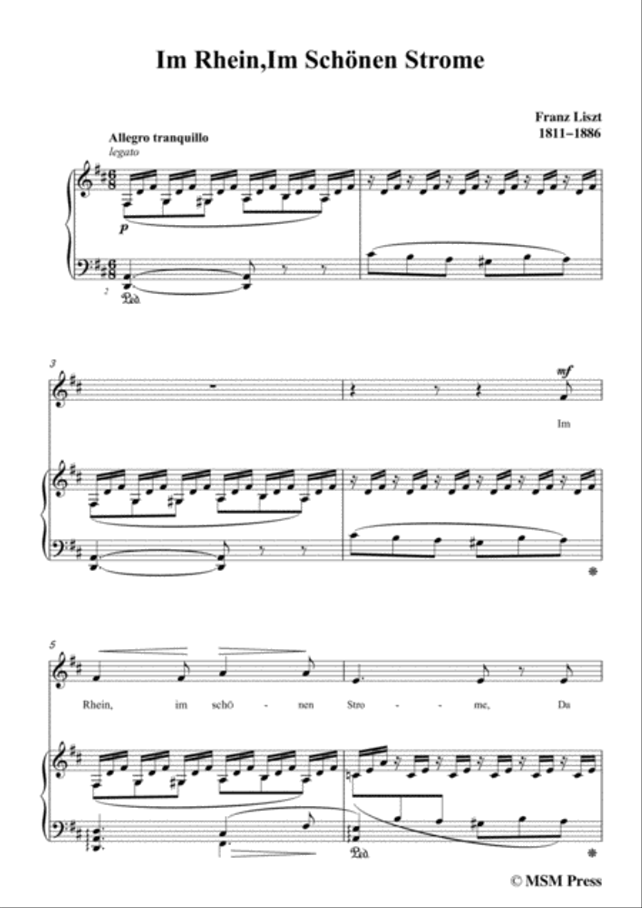 Liszt-Im Rhein,Im Schönen Strome in D Major,for Voice and Piano Voice Solo scores gallery preview page 3