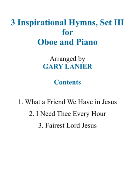 Gary Lanier: 3 INSPIRATIONAL HYMNS, Set III (Duets for Oboe & Piano) image number null