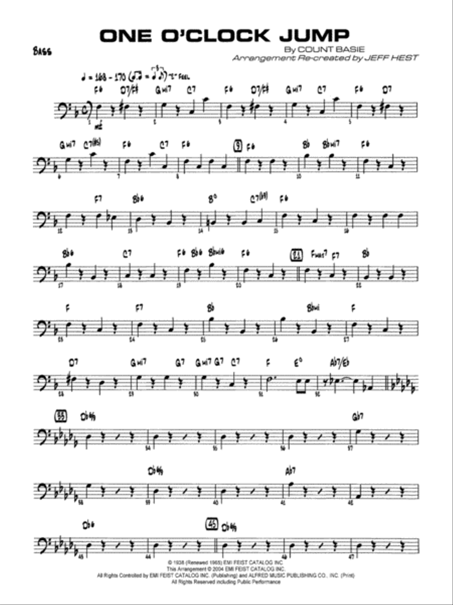 One O'Clock Jump: String Bass Jazz Ensemble scores gallery preview page 1