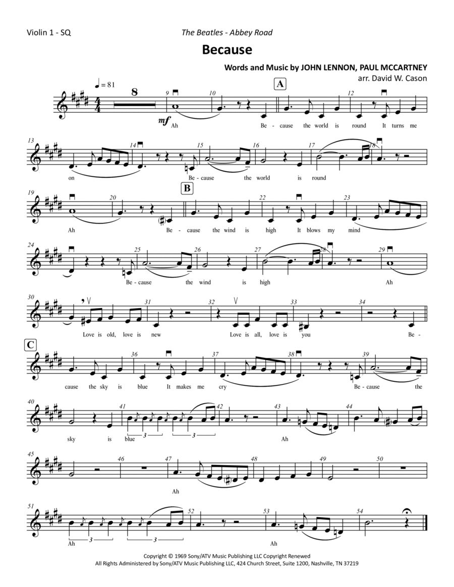 Because String Quartet scores gallery preview page 1