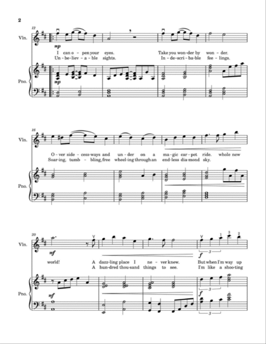 A Whole New World Violin Solo scores gallery preview page 3