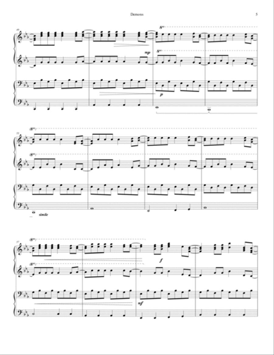 Demons Demons 1 Piano, 4-Hands scores gallery preview page 6
