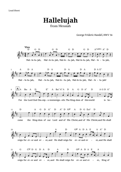 Hallelujah by Handel Lead Sheet image number null