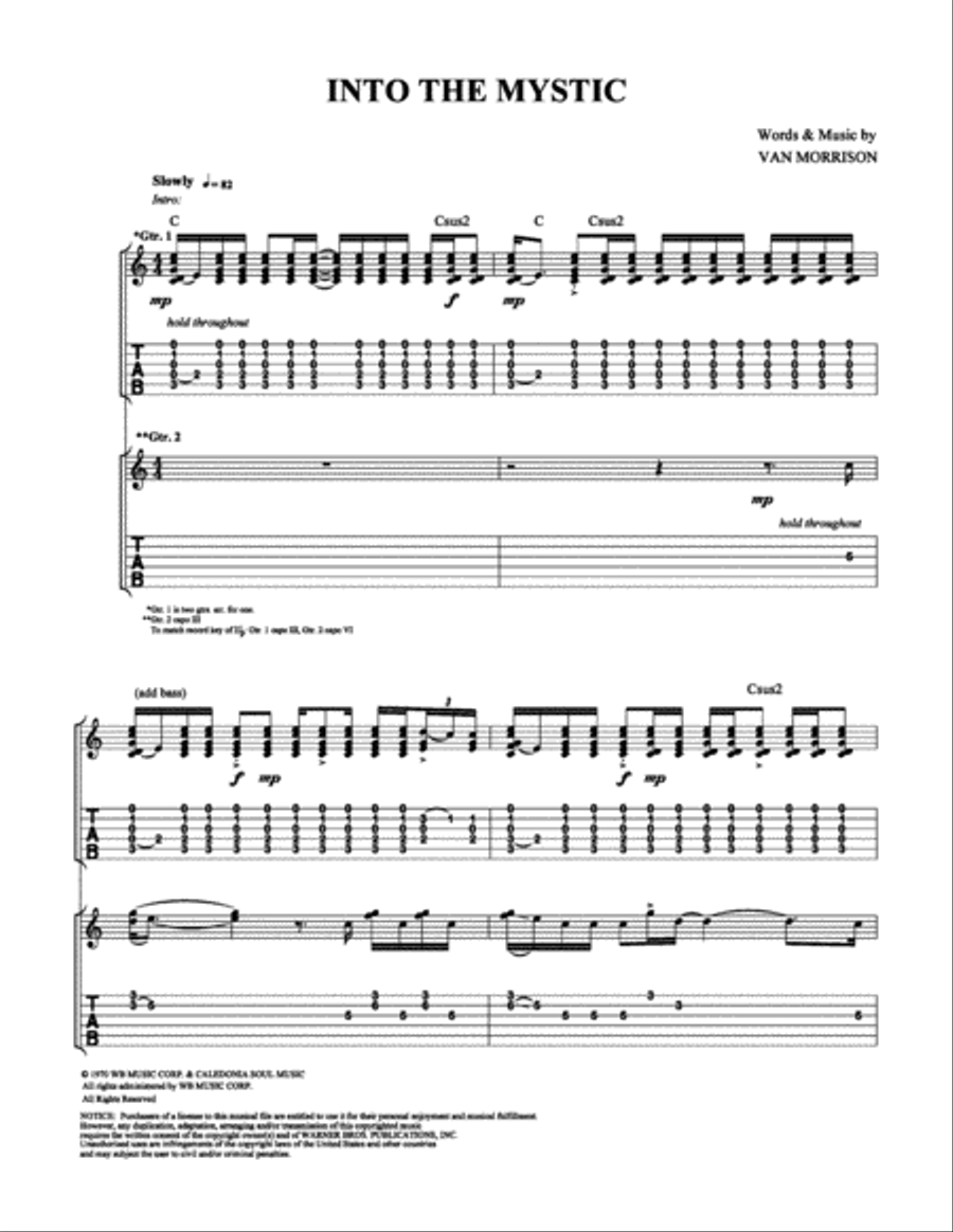 Into the Mystic Into the Mystic Electric Guitar scores gallery preview page 1