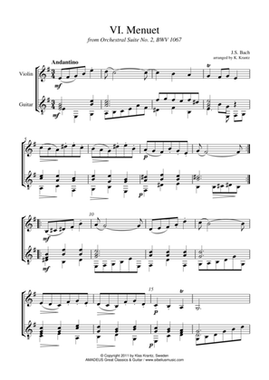 Menuet from Suite No. 2 BWV 1067 for violin and guitar