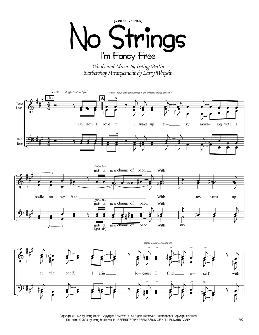 No Strings (i'm Fancy Free) SSAA scores gallery preview page 1