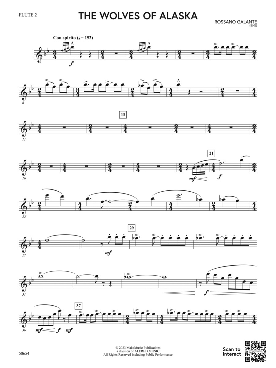 The Wolves of Alaska: 2nd Flute Concert Band scores gallery preview page 1