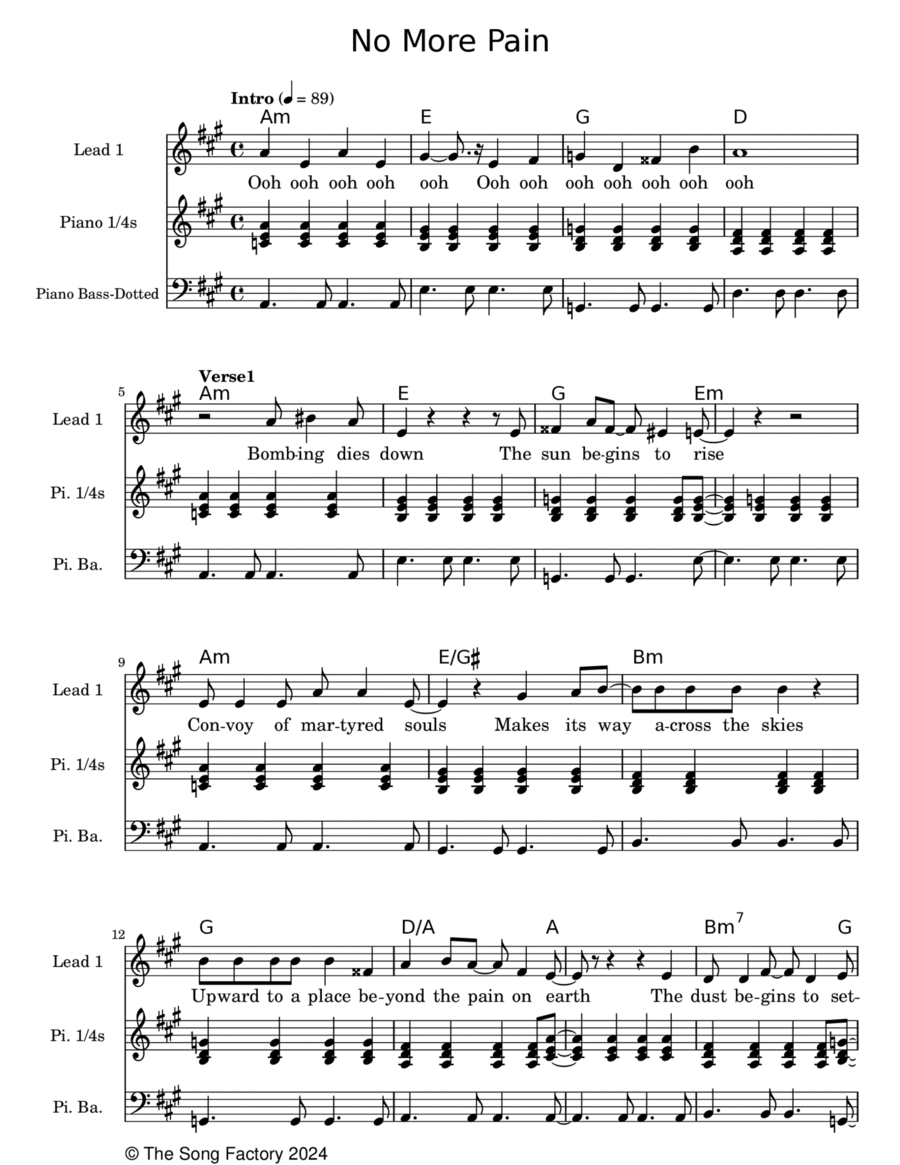 No More Pain Easy Piano scores gallery preview page 1