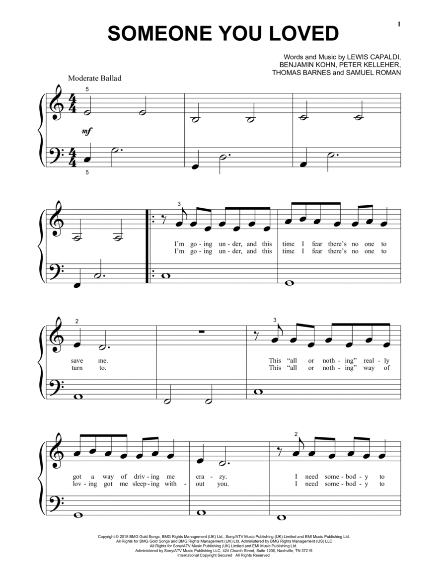 Someone You Loved Piano Solo scores gallery preview page 1
