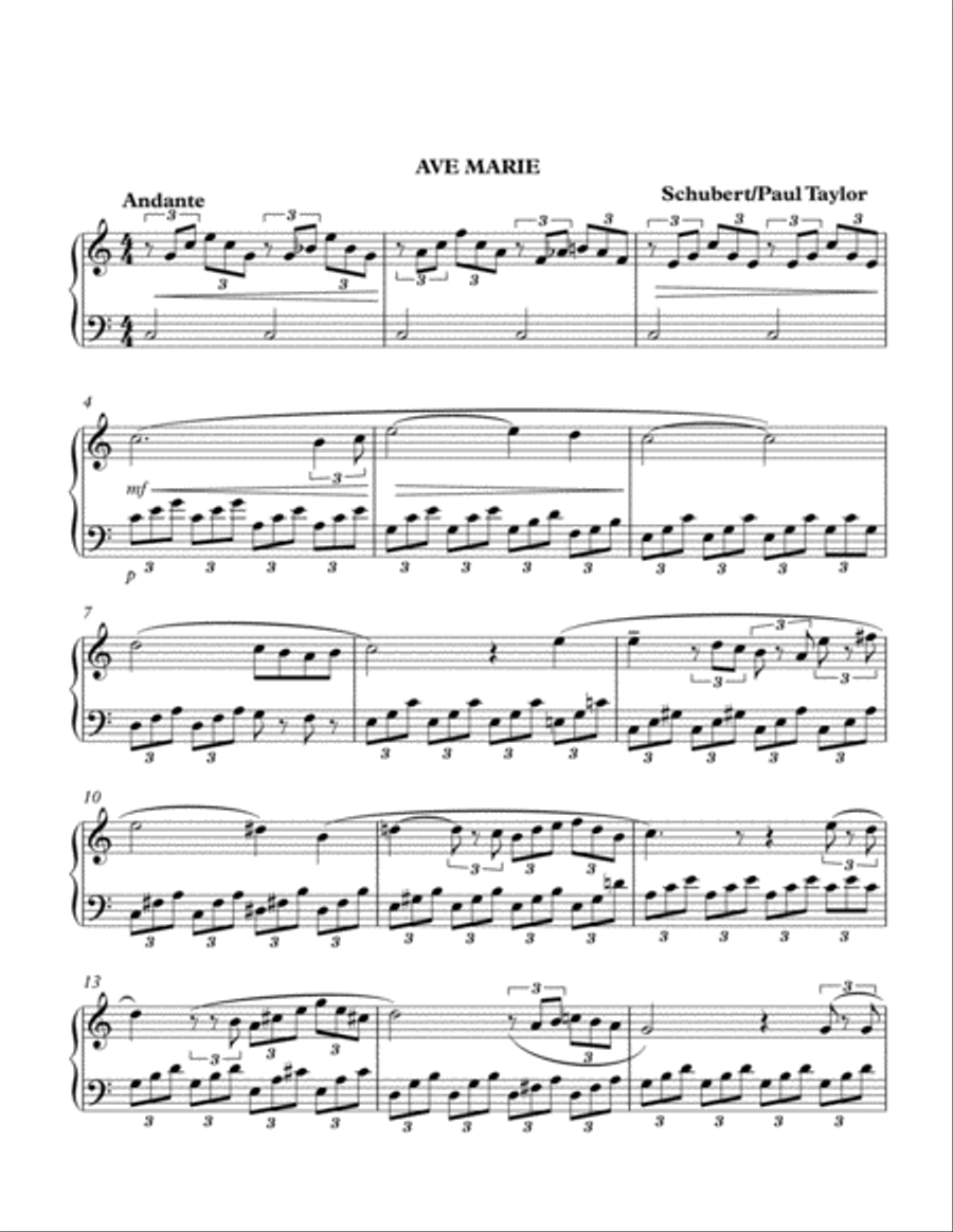 Ave Maria Ave Maria Piano Solo scores gallery preview page 1