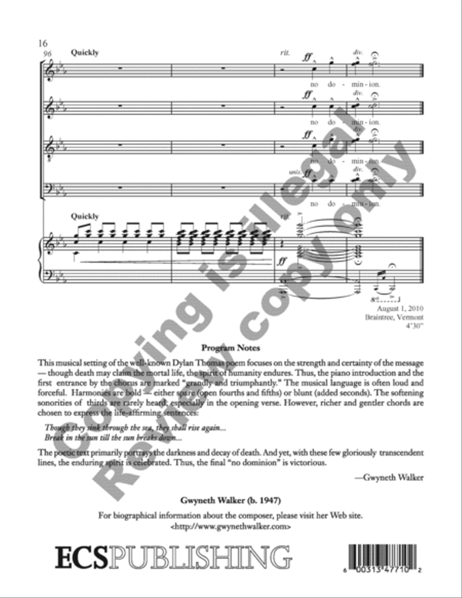And Death Shall Have No Dominion 4-Part scores gallery preview page 31