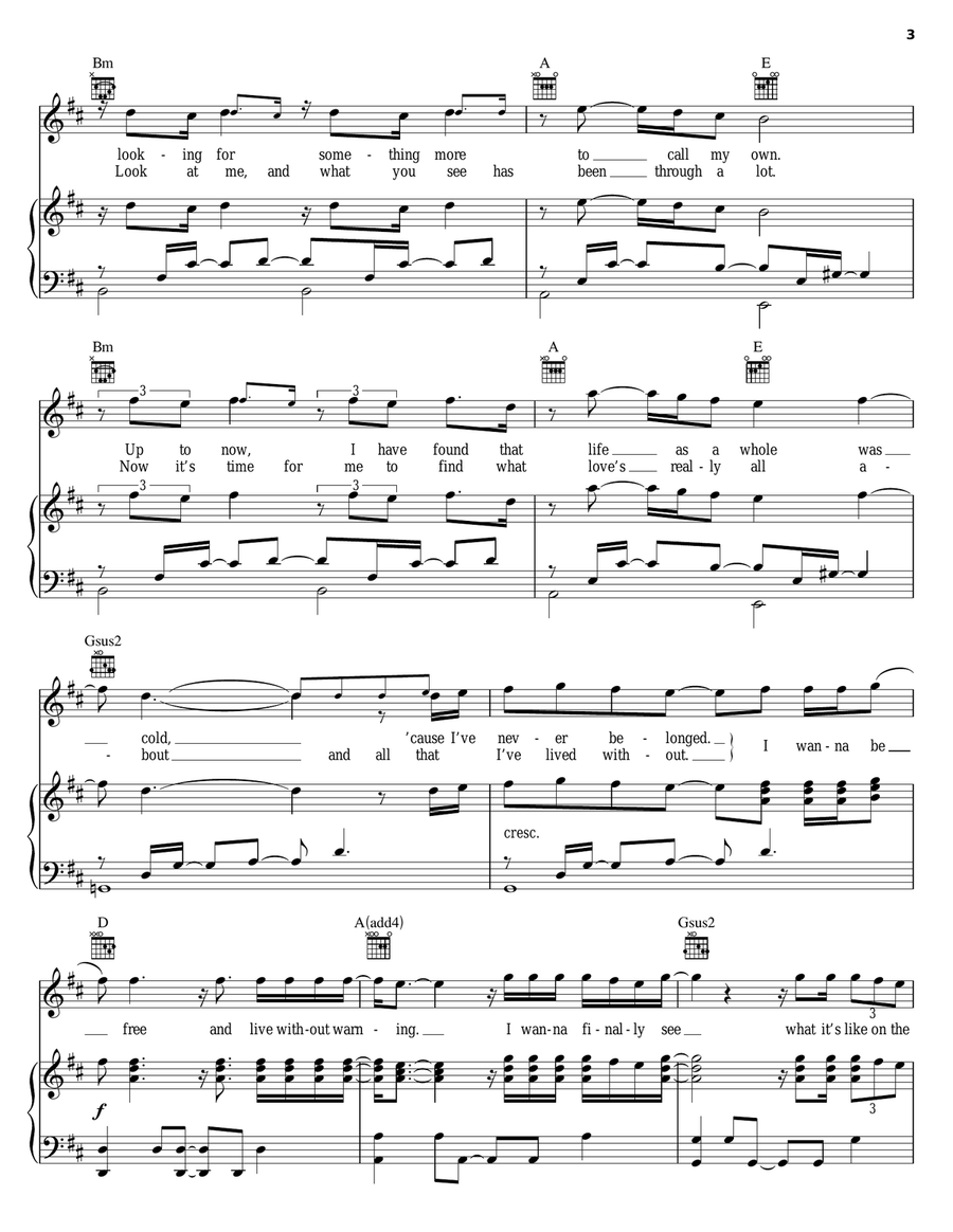 I Wanna Be Free Piano, Vocal, Guitar scores gallery preview page 3