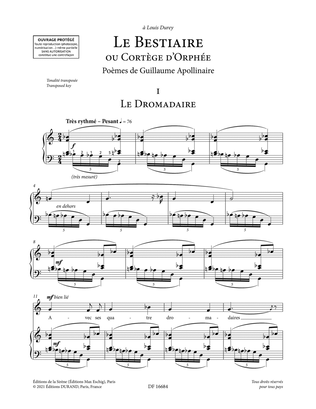 Book cover for Le Bestiaire ou le Cortège d'Orphée (High Voice)