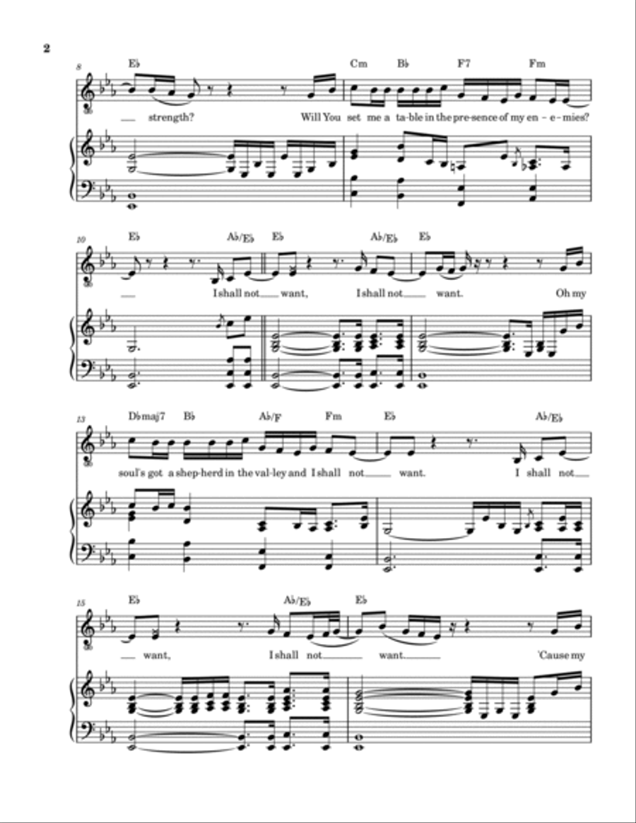 Shall Not Want Piano, Vocal, Guitar scores gallery preview page 3