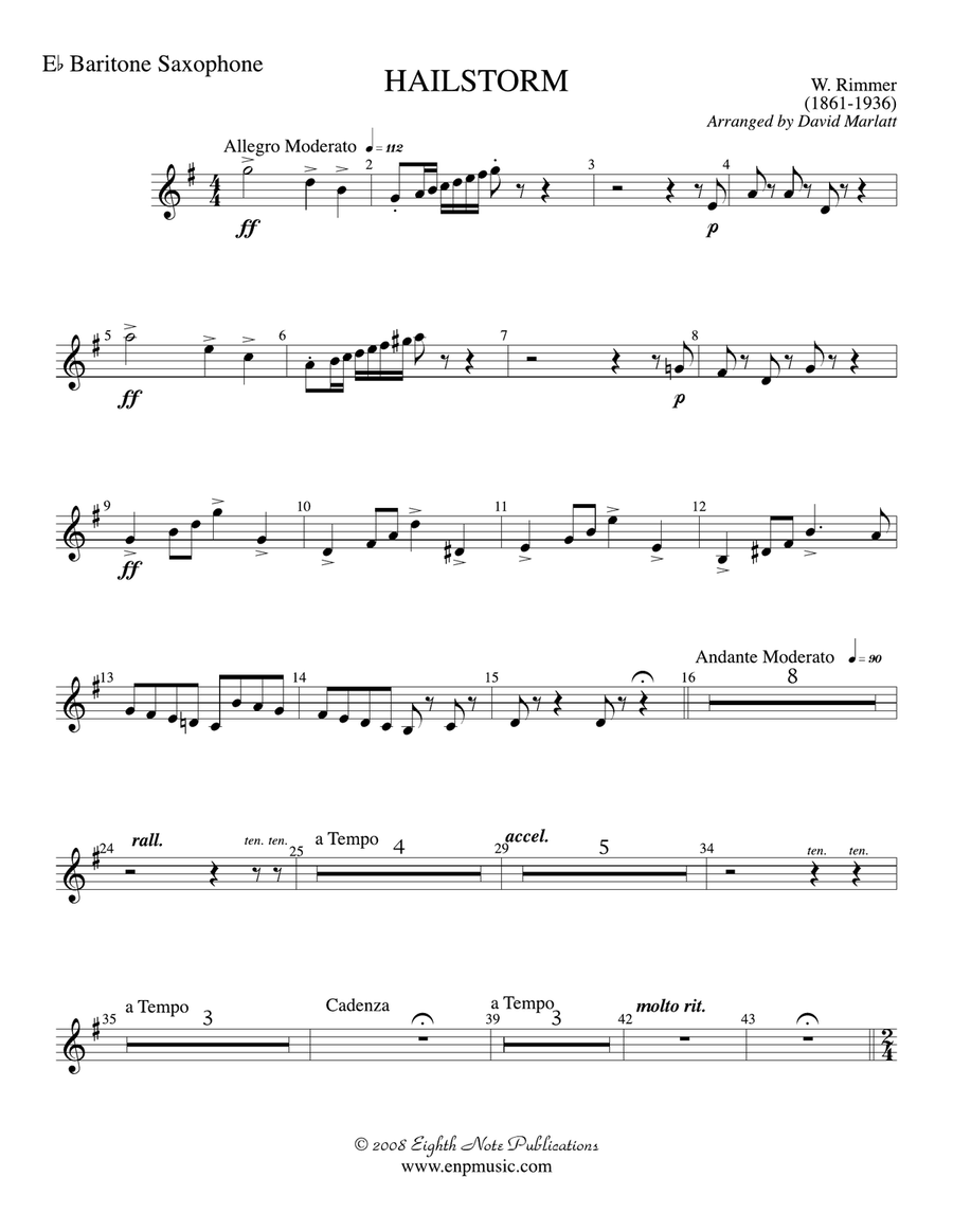 Hailstorm (Solo Cornet and Concert Band): E-flat Baritone Saxophone