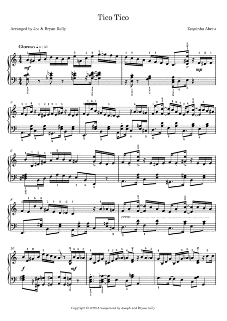 Tico Tico - Piano solo sheet music Piano Solo scores gallery preview page 1