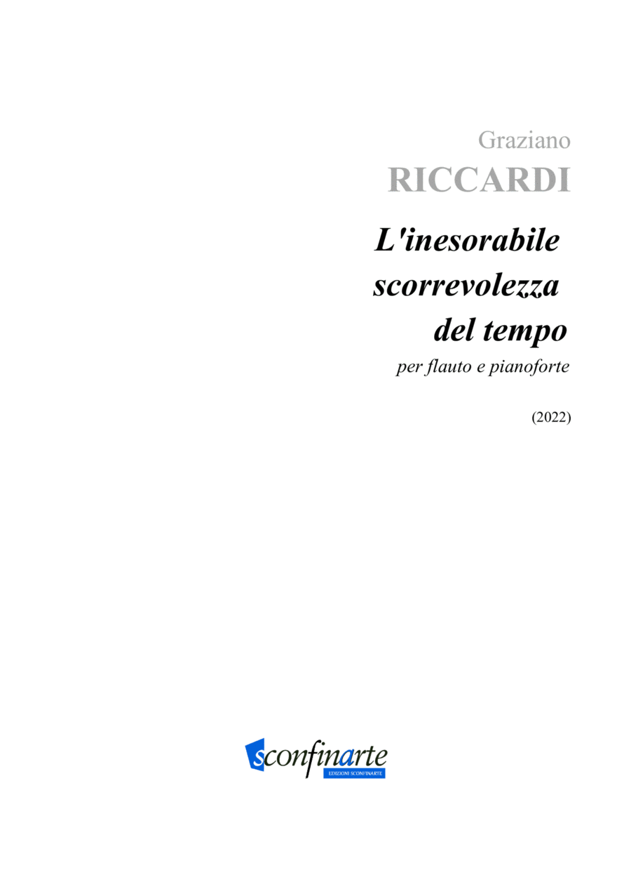 Graziano Riccardi: L'INESORABILE SCORREVOLEZZA DEL TEMPO per flauto e pianoforte (ES-22-055) Flute Solo scores gallery preview page 1