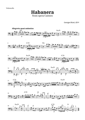 Book cover for Habanera from Carmen by Bizet for Cello with Chords