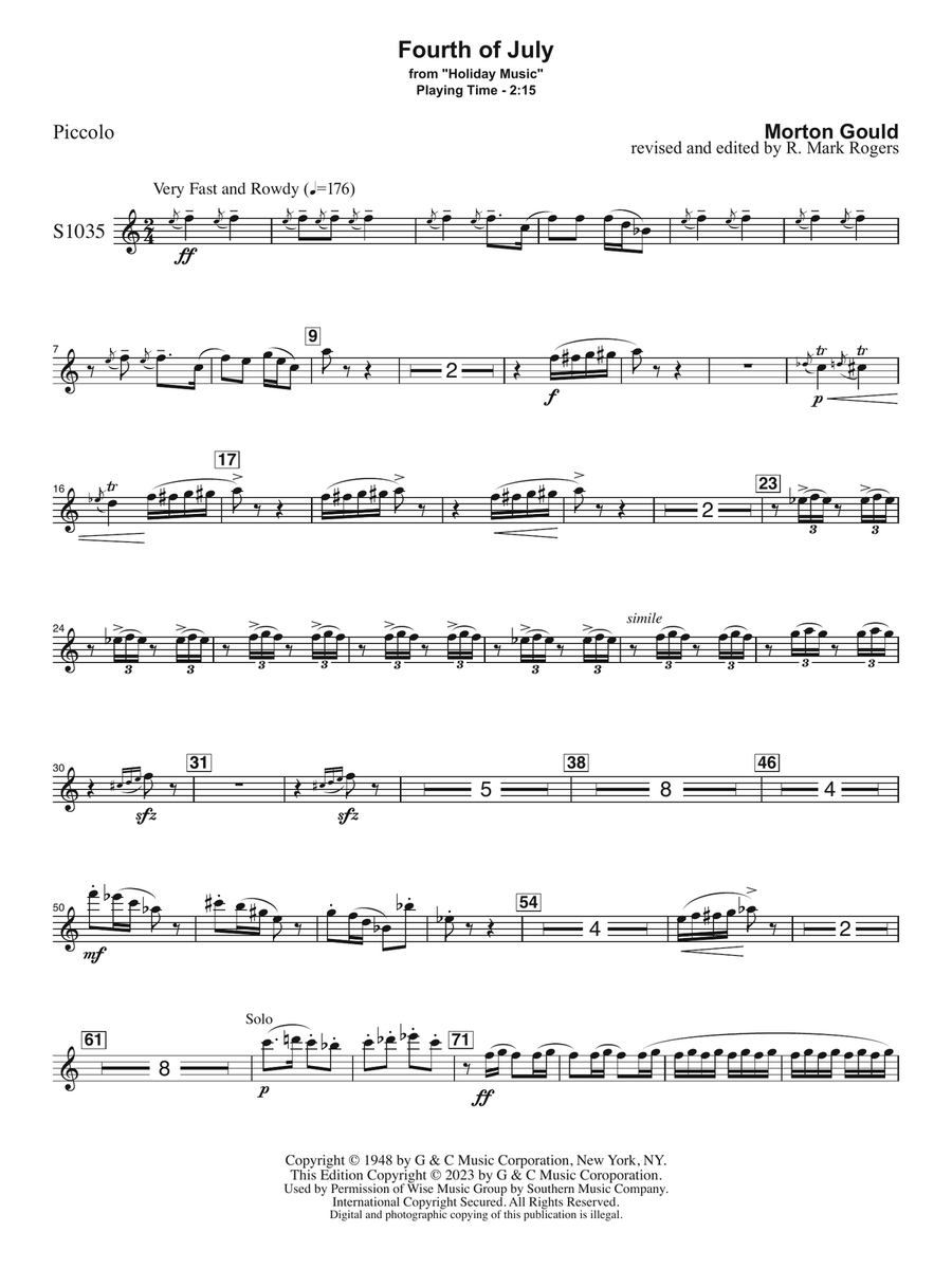 Fourth of July (arr. R. Mark Rogers) - Piccolo Concert Band scores gallery preview page 1