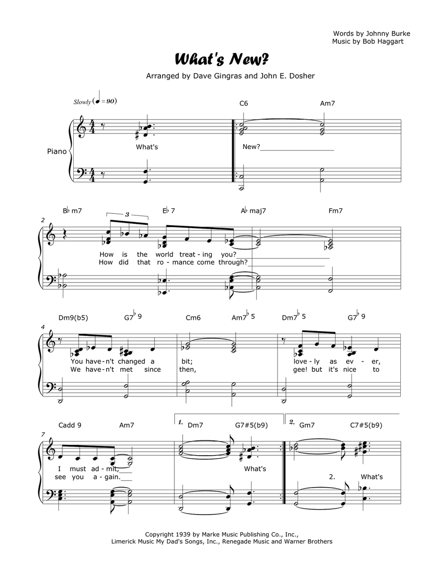 What's New? Piano, Vocal scores gallery preview page 1