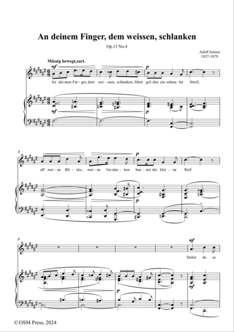 A. Jensen-An deinem Finger,dem weissen,schlanken,in F sharp Major,Op.13 No.4 Voice scores gallery preview page 2