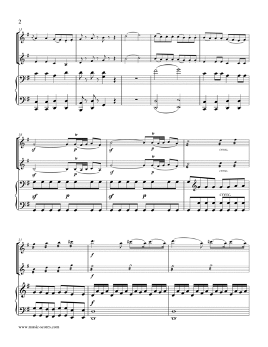 Eine Kleine Nachtmusik - Allegro 1st movement - 2 Violins and Piano String Duet scores gallery preview page 2