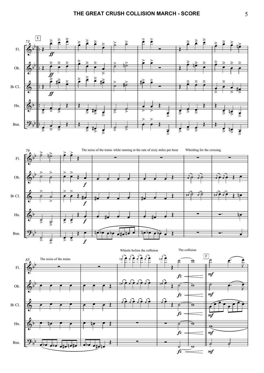 The Great Crush Collission March Woodwind Quintet scores gallery preview page 5