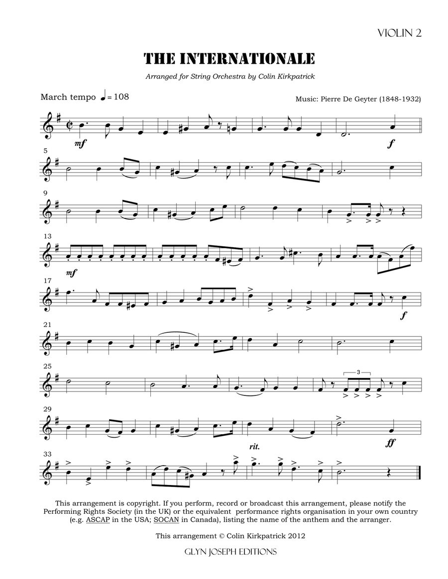 The Internationale (for string orchestra) String Orchestra scores gallery preview page 5