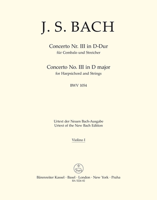 Book cover for Concerto for Harpsichord and Strings No. 3 D major BWV 1054