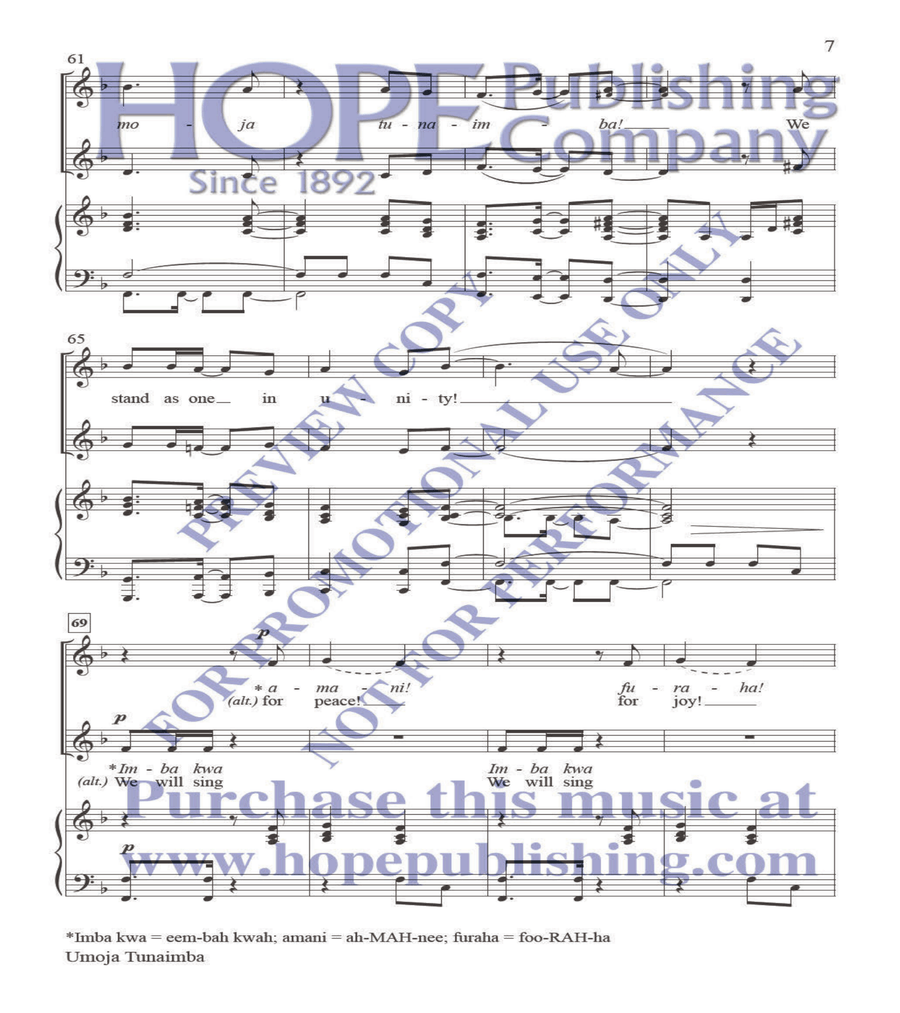Umoja Tunaimba Umoja Tunaimba Choir scores gallery preview page 7