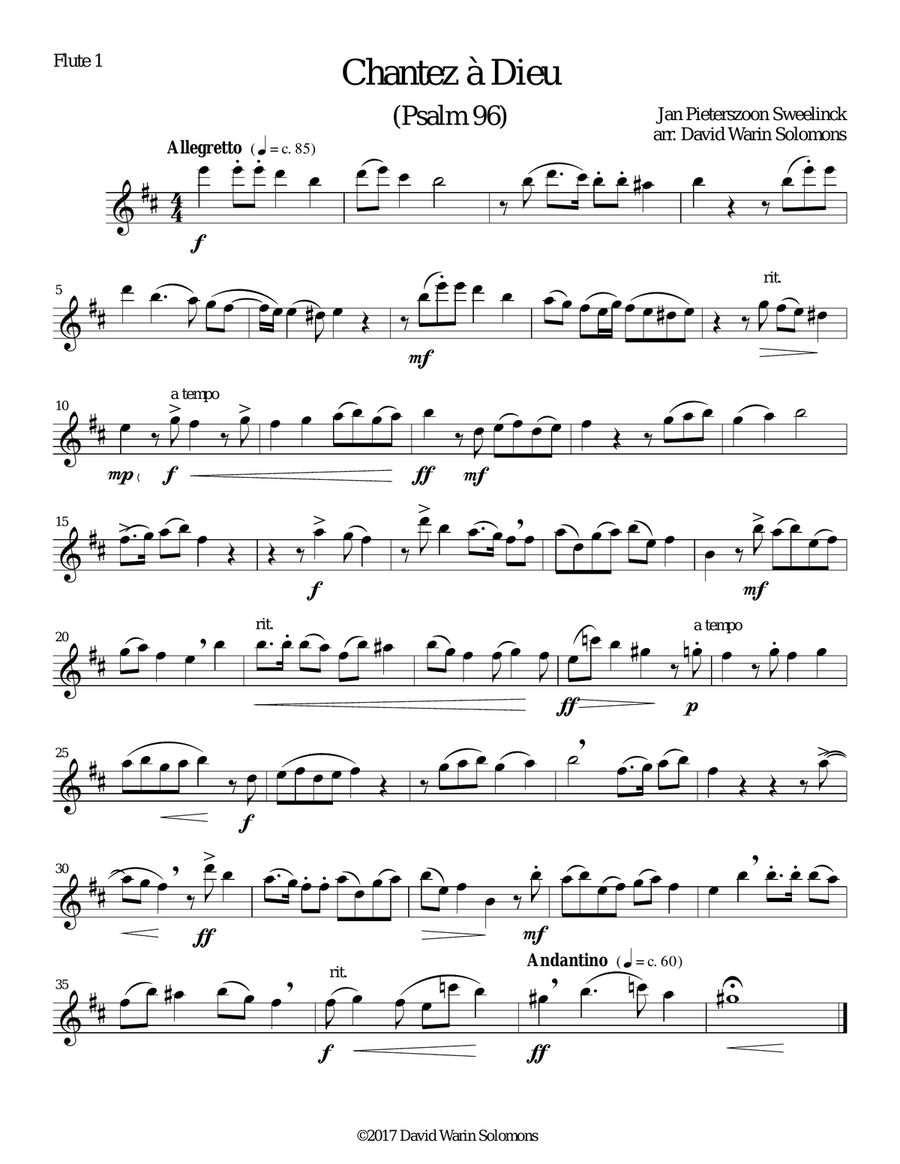 Chantez à Dieu for flute quartet (3 flutes and 1 alto flute) Flute Quartet scores gallery preview page 4